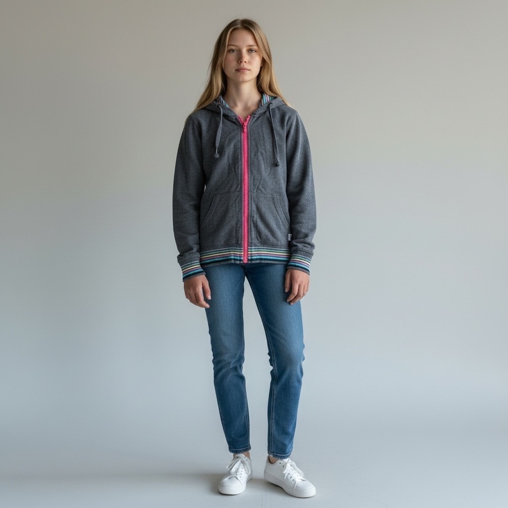 Girls Ivivva Gray Hoodie with Pink Zipper size 10